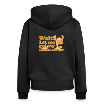 Camel caméra Films Jeu de mots Drôle Cadeau - Sweat à capuche zippé Premium bio Femme - noir - Dos - Julia (174cm)