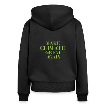 Changement climatique - Sweat à capuche zippé Premium bio Femme - noir - Dos - Julia (174cm)