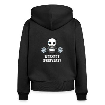 Tägliches Workout - Gewichtheben - Panda - Fitness - Frauen Premium Bio Zip Hoodie - Schwarz - Hinten - Julia (174cm)