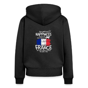 Frankreich - Frauen Premium Bio Zip Hoodie - Schwarz - Hinten - Julia (174cm)