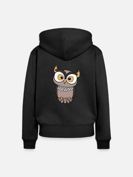 Eule - Frauen Premium Bio Zip Hoodie - Schwarz