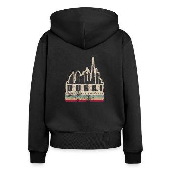 Retro Dubai Tower Stadt Tourismus Geschenk - Frauen Premium Bio Zip Hoodie - Schwarz - Hinten - Julia (174cm)