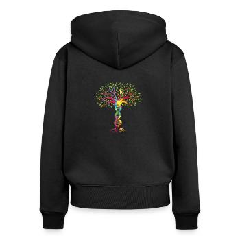 ADN arbre coloré cadeau de gène - Sweat à capuche zippé Premium bio Femme - noir - Dos - Julia (174cm)