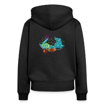 Die Musikwelle für Komponisten - Frauen Premium Bio Zip Hoodie - Schwarz - Hinten - Julia (174cm)