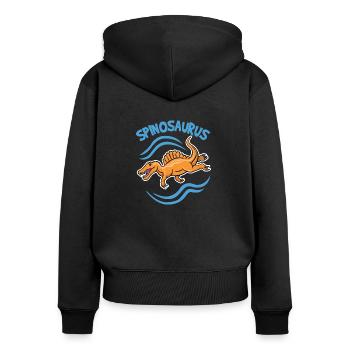 Dinosaurier Spinosaurus Comic Logo Schwimmer Dino - Frauen Premium Bio Zip Hoodie - Schwarz - Hinten - Julia (174cm)