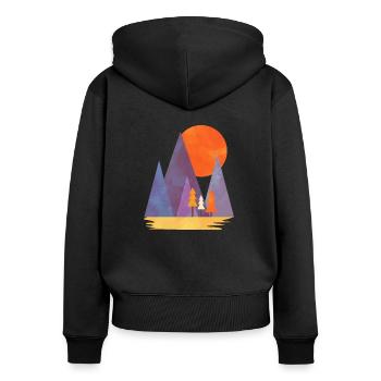 Bunte Berge - Frauen Premium Bio Zip Hoodie - Schwarz - Hinten - Julia (174cm)