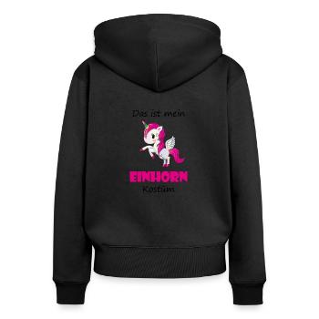 Das ist mein Einhorn Kostüm Fasching Karneval - Frauen Premium Bio Zip Hoodie - Schwarz - Hinten - Julia (174cm)