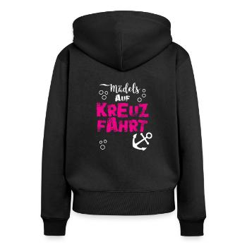Kreuzfahrt Mädels Anker Spruch Geschenk Anker - Frauen Premium Bio Zip Hoodie - Schwarz - Hinten - Julia (174cm)