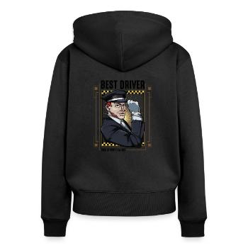 Chauffeur de taxi Chauffeur Taxi Taxe Idée cadeau - Sweat à capuche zippé Premium bio Femme - noir - Dos - Julia (174cm)