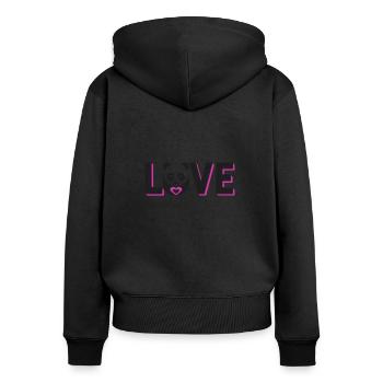 Panda Bär Liebe - Frauen Premium Bio Zip Hoodie - Schwarz - Hinten - Julia (174cm)