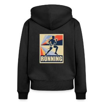 Running Retro Laufen Läufer Sport Geschenk - Frauen Premium Bio Zip Hoodie - Schwarz - Hinten - Julia (174cm)