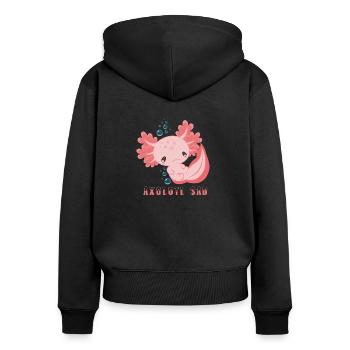 Trauriger Axolotl Schwanzlurch Salamander - Frauen Premium Bio Zip Hoodie - Schwarz - Hinten - Julia (174cm)