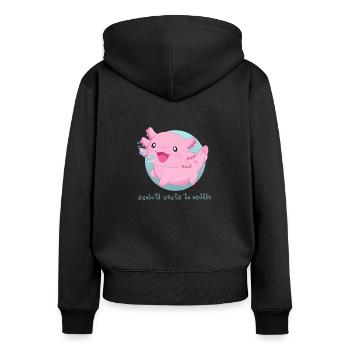 Knuddel Axolotl Schwanzlurch Salamander - Frauen Premium Bio Zip Hoodie - Schwarz - Hinten - Julia (174cm)