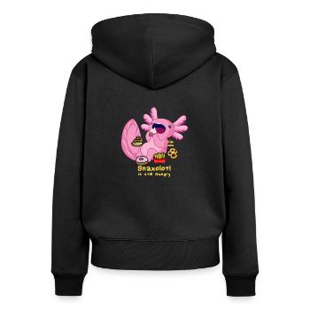 Verfressenes Snaxolotl - Axolotl Schwanzlurch - Frauen Premium Bio Zip Hoodie - Schwarz - Hinten - Julia (174cm)