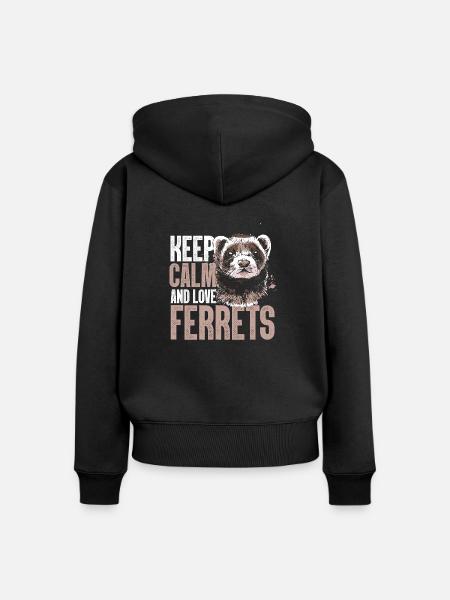 Frettchen - Frauen Premium Bio Zip Hoodie - Schwarz