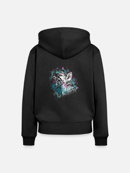 Hyäne Zoo - Frauen Premium Bio Zip Hoodie - Schwarz