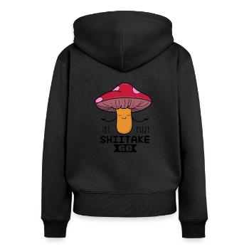 Pilze - Frauen Premium Bio Zip Hoodie - Schwarz - Hinten - Julia (174cm)