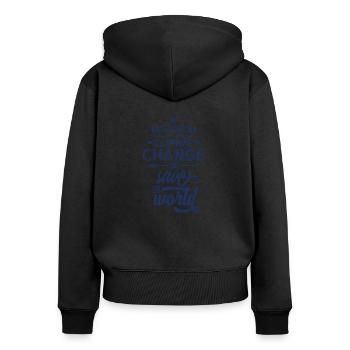 Sauver l’environnement - Sweat à capuche zippé Premium bio Femme - noir - Dos - Julia (174cm)