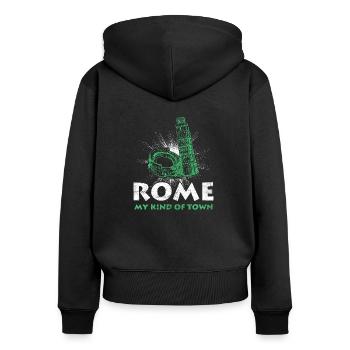 Rome - Sweat à capuche zippé Premium bio Femme - noir - Dos - Julia (174cm)