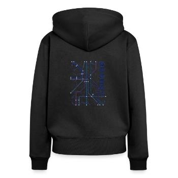 London U-Bahn Untergrund - Frauen Premium Bio Zip Hoodie - Schwarz - Hinten - Julia (174cm)