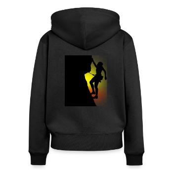 Climbing, Mountains - Women's Premium Organic Zip Hoodie - black - Back - Julia (174cm)