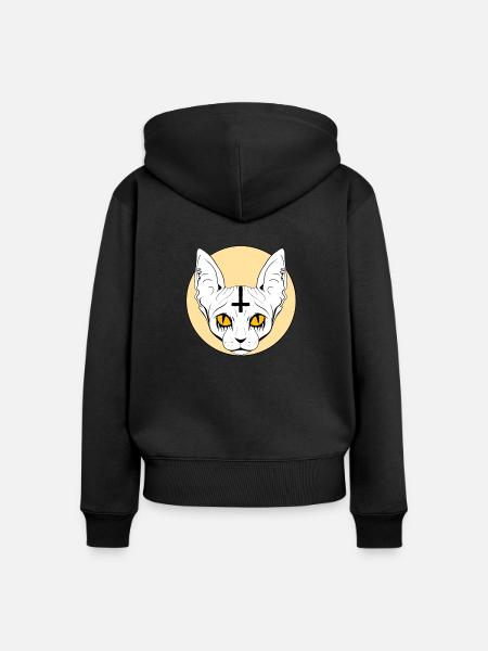 Satanic Baphomet Cat - Frauen Premium Bio Zip Hoodie - Schwarz