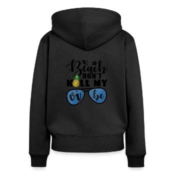 Beach Vibe Pun Sunglasses Pineapple Gift - Women's Premium Organic Zip Hoodie - black - Back - Julia (174cm)