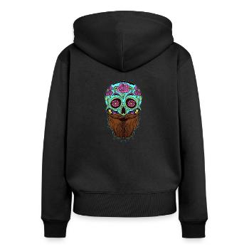 Dios Los Muertos Skull product| Dios Los Muertos - Women's Premium Organic Zip Hoodie - black - Back - Julia (174cm)