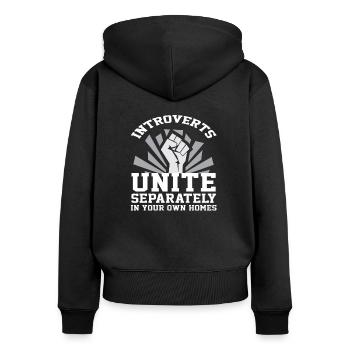 introverts - introvertiert - Shirt - Frauen Premium Bio Zip Hoodie - Schwarz - Hinten - Julia (174cm)