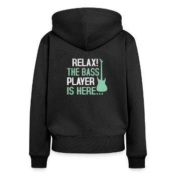 Bass - Détendez-vous, le bassiste est là - Chemise - Sweat à capuche zippé Premium bio Femme - noir - Dos - Julia (174cm)