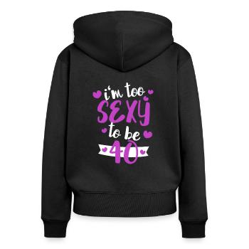 40. Geburtstag - Frauen Premium Bio Zip Hoodie - Schwarz - Hinten - Julia (174cm)