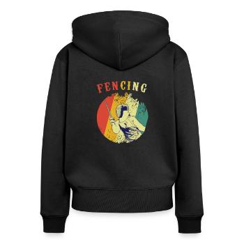 fencing retro - Fechten - Fecht - Säbel - Shirt - Frauen Premium Bio Zip Hoodie - Schwarz - Hinten - Julia (174cm)