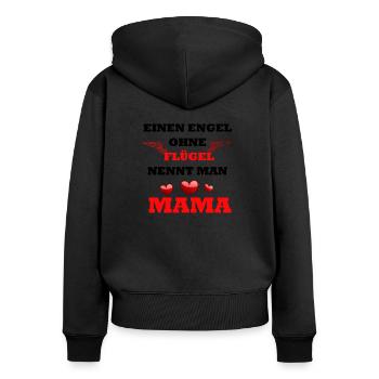 Mama Spruch Design - Frauen Premium Bio Zip Hoodie - Schwarz - Hinten - Julia (174cm)