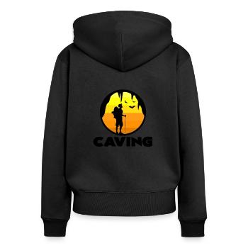 Caving - Women's Premium Organic Zip Hoodie - black - Back - Julia (174cm)