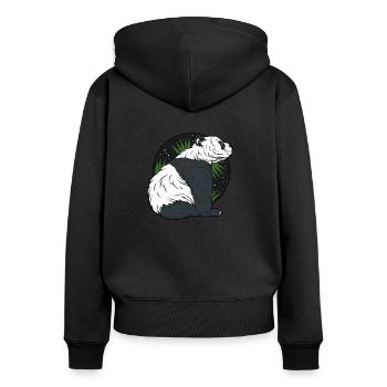 Pandabär - Frauen Premium Bio Zip Hoodie - Schwarz - Hinten - Julia (174cm)