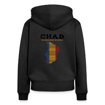 Tschad Nationalfarben Länderumriss Heimat Geschenk - Frauen Premium Bio Zip Hoodie - Schwarz - Hinten - Julia (174cm)
