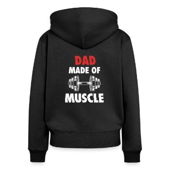 DAD MADE OF MUSCLE - Vater Papa Muskel - Shirt - Frauen Premium Bio Zip Hoodie - Schwarz - Hinten - Julia (174cm)