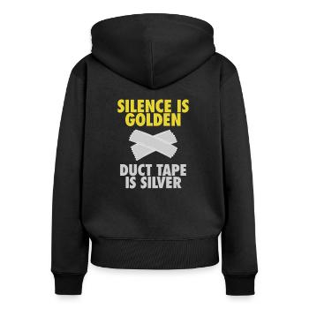 FUNNY Le silence est d'or - CHEMISE - Sweat à capuche zippé Premium bio Femme - noir - Dos - Julia (174cm)