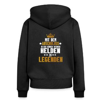 Abi, Abschluss, Matura | Design - Frauen Premium Bio Zip Hoodie - Schwarz - Hinten - Julia (174cm)