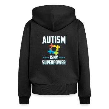 l'autisme est ma chemise d'autisme de superpuissance - Sweat à capuche zippé Premium bio Femme - noir - Dos - Julia (174cm)