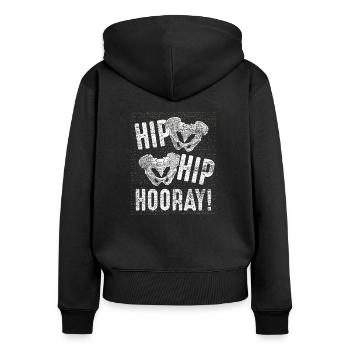 Orthopäde Hüfte - Frauen Premium Bio Zip Hoodie - Schwarz - Hinten - Julia (174cm)