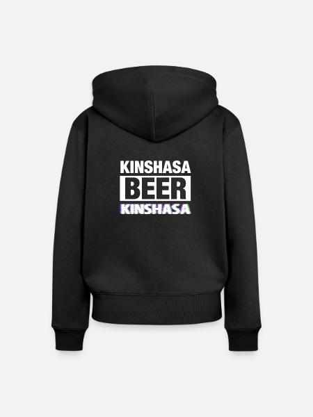 Kinshasa Kongo Bier - Frauen Premium Bio Zip Hoodie - Schwarz