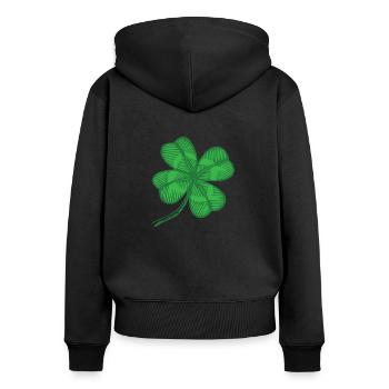 cloverleaf - Women's Premium Organic Zip Hoodie - black - Back - Julia (174cm)
