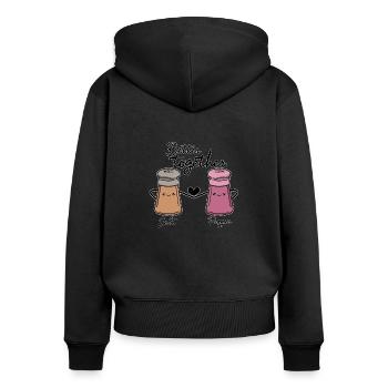 Better Together Salt Pepper Heart Spice Gift - Women's Premium Organic Zip Hoodie - black - Back - Julia (174cm)