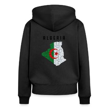 Algeria national colors country outline gift idea - Women's Premium Organic Zip Hoodie - black - Back - Julia (174cm)