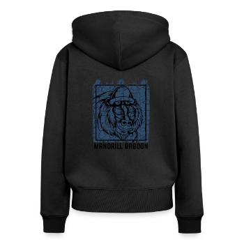 Vintage Retro Style Mandrill Affengesicht Geschenk - Frauen Premium Bio Zip Hoodie - Schwarz - Hinten - Julia (174cm)