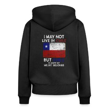 Chile - Frauen Premium Bio Zip Hoodie - Schwarz - Hinten - Julia (174cm)