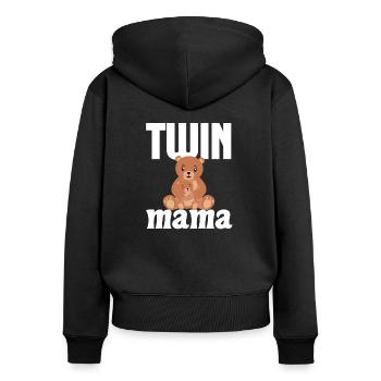 Twin Mama - Zwillings - Mama - Shirt - Frauen Premium Bio Zip Hoodie - Schwarz - Hinten - Julia (174cm)