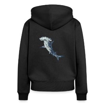 Hai, Haifisch - Frauen Premium Bio Zip Hoodie - Schwarz - Hinten - Julia (174cm)