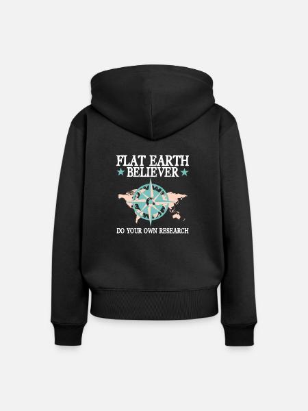 Flat Earth Flache Erde - Frauen Premium Bio Zip Hoodie - Schwarz